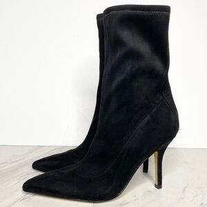 Marc Fisher Breezy Black Faux Suede Pointy Toe Heeled Bootie 8M